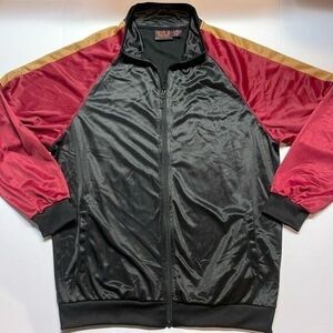 Linea Uomo men’s full zip black/maroon lightweight jacket Sz 3X